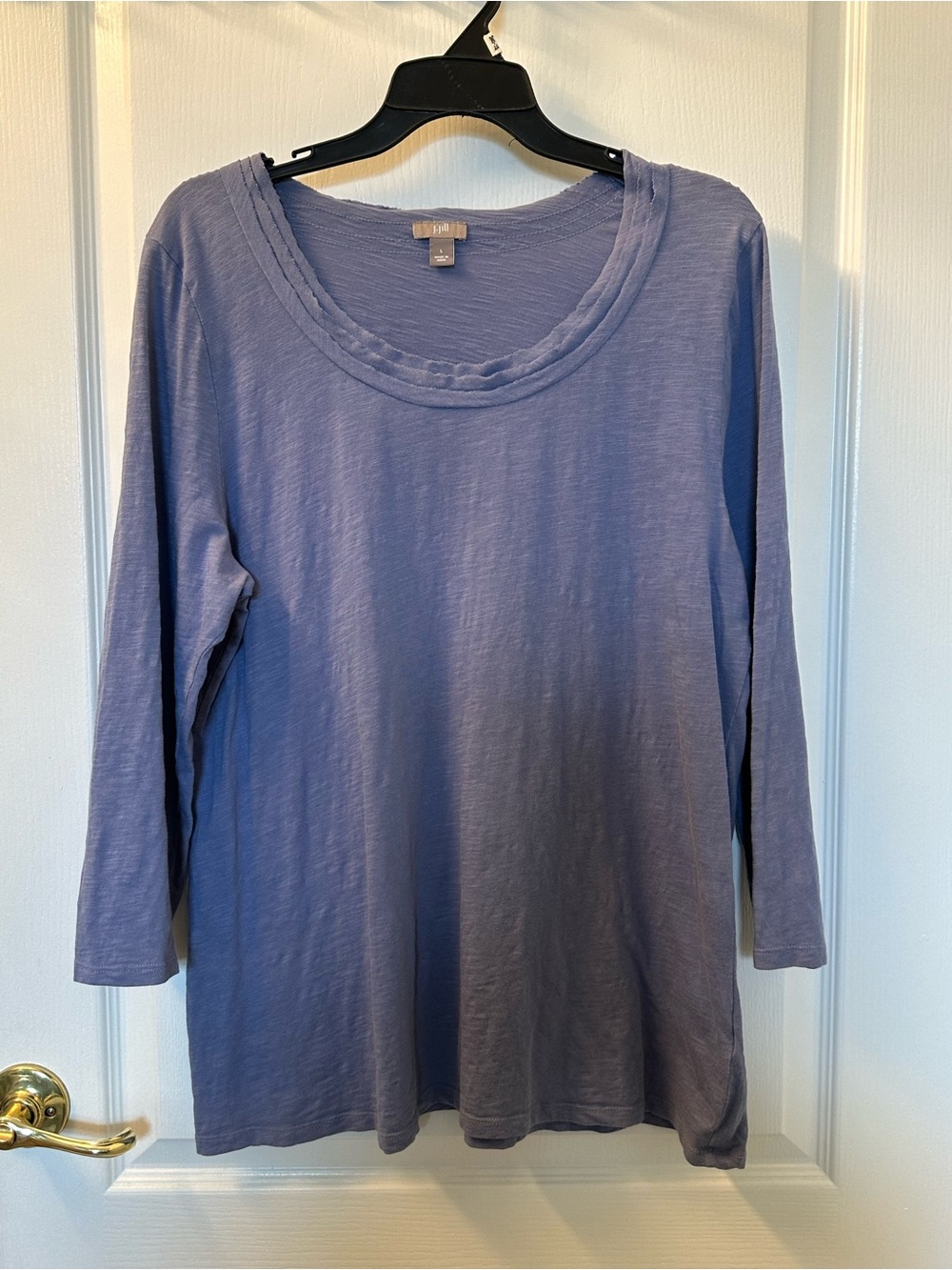 J. Jill Lavender-Blue Long Sleeve Scoop Neck Cotton Tee Size L EUC